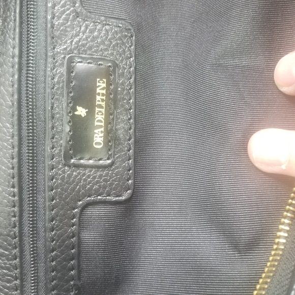 ORA DELPHINE black leather shoulder tote bag - Picture 9 of 11